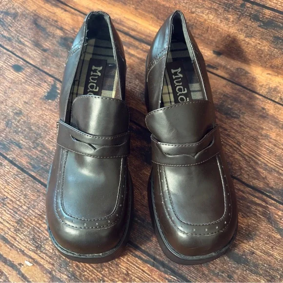 Vintage 90s Mudd Chunky Platform Loafers 🤎 Dark Academia // Size 10 - Picture 2 of 7